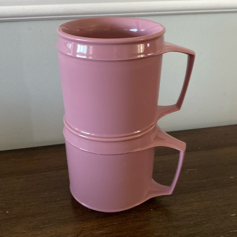 Aladdin Set of 2 VTG Retro Synergetics Double Wall Insulated Mugs Cups STACKABLE